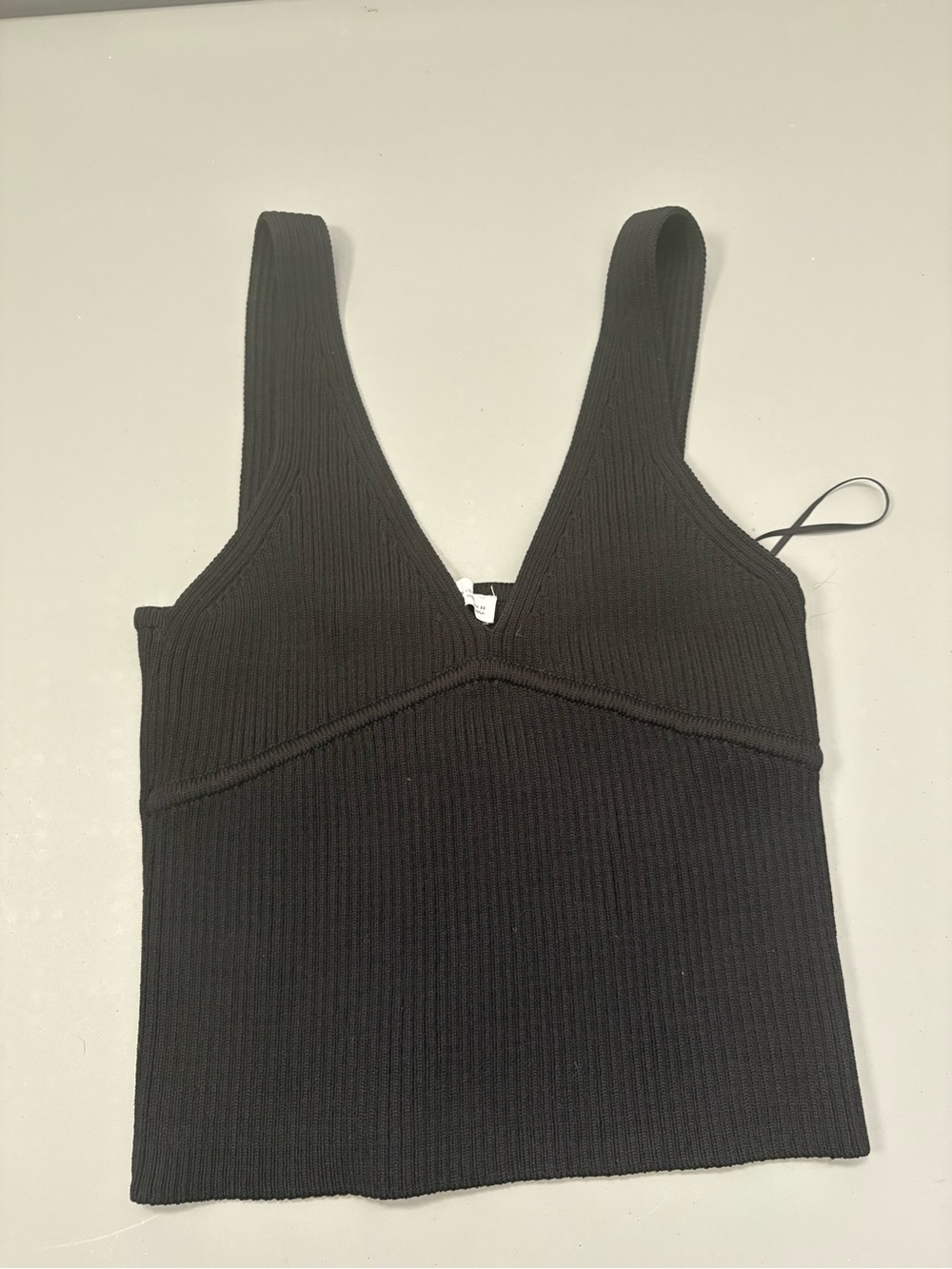 Zara Black Ribbed Square-Neck Tank